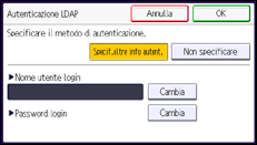 Illustrazione della schermata sul pannello di controllo