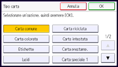 Illustrazione della schermata sul pannello di controllo