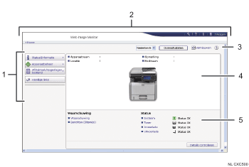Schermafbeelding van internetbrowser (afbeelding met genummerde items)