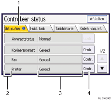 Genummerde afbeelding van bedieningspaneel
