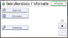 Schermafbeelding bedieningspaneel