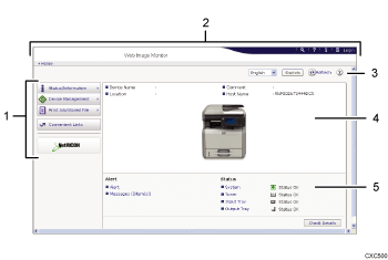 Web browser screen illustration numbered callout illustration