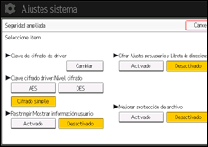 Ilustración de la pantalla panel de mandos