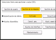 Ilustración de la pantalla panel de mandos