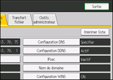 Illustration de l'écran du panneau de commande