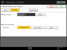 Illustration de l'écran du panneau de commande