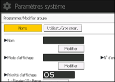 Illustration de l'écran du panneau de commande