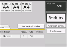 Illustration de l'écran du panneau de commande