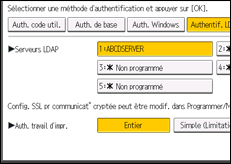Illustration de l'écran du panneau de commande