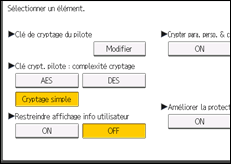 Illustration de l'écran du panneau de commande