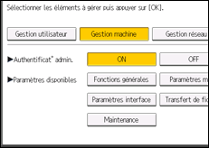 Illustration de l'écran du panneau de commande