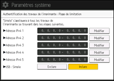 Illustration de l'écran du panneau de commande