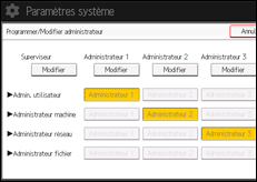 Illustration de l'écran du panneau de commande