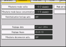 Illustration de l'écran du panneau de commande