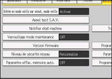 Illustration de l'écran du panneau de commande