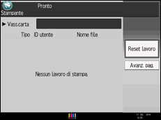 Illustrazione della schermata sul pannello di controllo