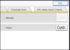 Illustrazione della schermata sul pannello di controllo
