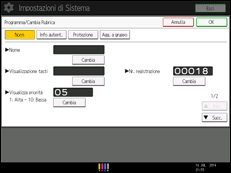 Illustrazione della schermata sul pannello di controllo