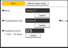 Illustrazione della schermata sul pannello di controllo