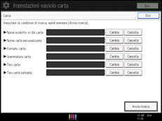 Illustrazione della schermata sul pannello di controllo