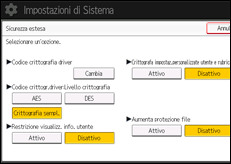 Illustrazione della schermata sul pannello di controllo