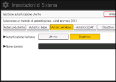 Illustrazione della schermata sul pannello di controllo