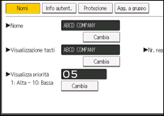 Illustrazione della schermata sul pannello di controllo