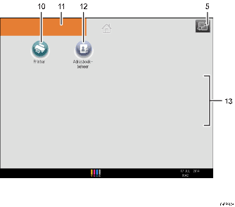 Genummerde afbeelding van het scherm van het bedieningspaneel
