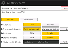 Ilustración de la pantalla panel de mandos