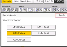 Illustration de l'écran du panneau de commande