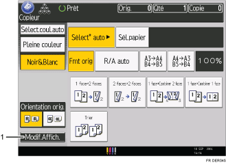 Illustration numérotée du panneau de commande