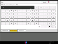 Illustration de l'écran du panneau de commande