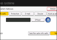 Illustration de l'écran du panneau de commande