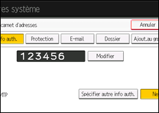 Illustration de l'écran du panneau de commande
