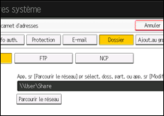 Illustration de l'écran du panneau de commande