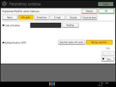 Illustration de l'écran du panneau de commande