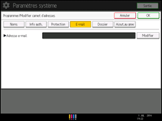 Illustration de l'écran du panneau de commande
