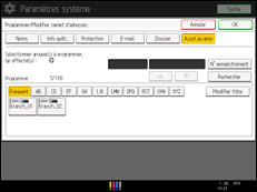 Illustration de l'écran du panneau de commande
