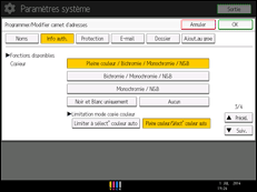 Illustration de l'écran du panneau de commande