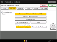 Illustration de l'écran du panneau de commande
