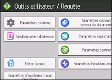 Illustration de l'écran du panneau de commande