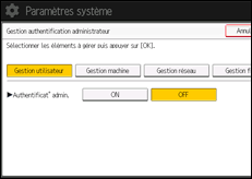 Illustration de l'écran du panneau de commande