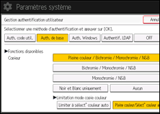 Illustration de l'écran du panneau de commande