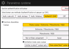 Illustration de l'écran du panneau de commande