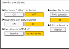 Illustration de l'écran du panneau de commande