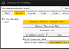 Illustration de l'écran du panneau de commande
