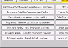 Illustration de l'écran du panneau de commande