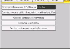 Illustration de l'écran du panneau de commande