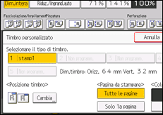 Illustrazione della schermata sul pannello di controllo