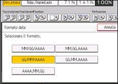 Illustrazione della schermata sul pannello di controllo